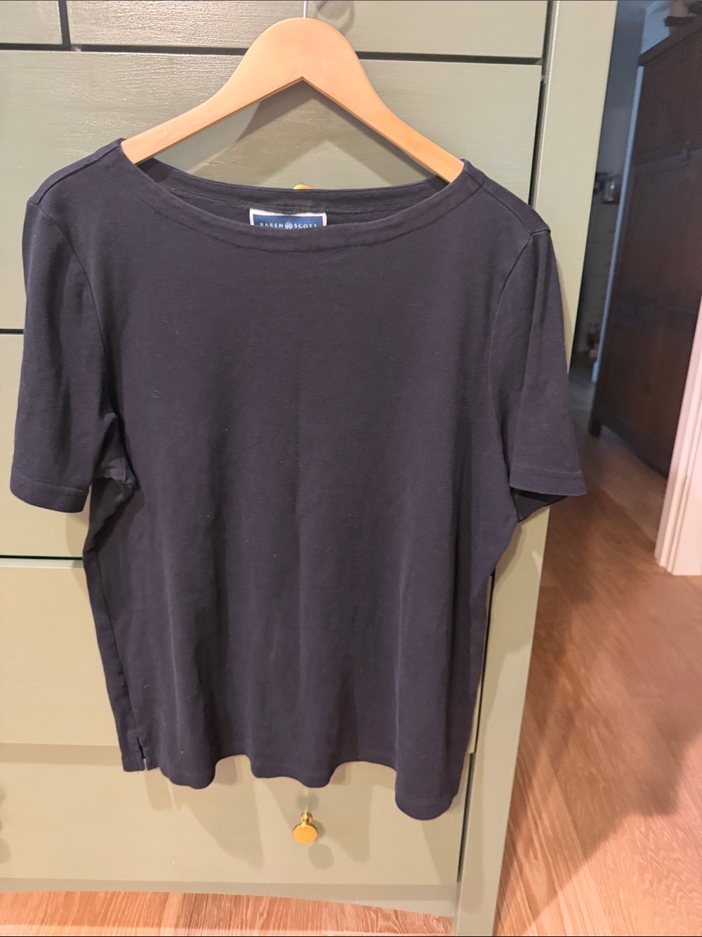 Karen Scott Black Short Sleeve Crewneck Tee